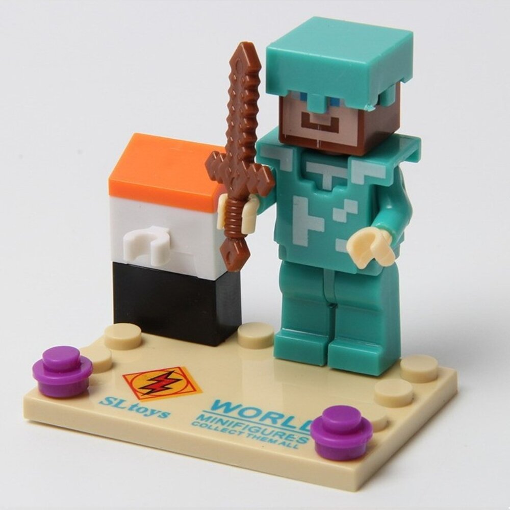 Minecraft Pixelated Gamer Block CAKE TOPPER 6 Figure Set (ASSEMBLY REQUIRED) - Picture 4 of 9